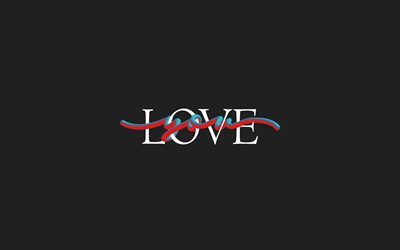 Amor, 4k, plano de fundo cinza, o m&#237;nimo de, tipografia, conceito de amor