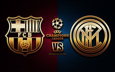Barcelona vs Internazionale, Group F, UEFA Champions League, season 2019-2020, golden logo, FC Barcelona, Internazionale FC, UEFA, FC Barcelona vs Internazionale FC