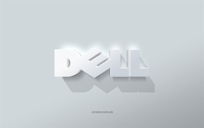 Logo Dell, sfondo bianco, logo Dell 3d, arte 3d, Dell, emblema Dell 3d