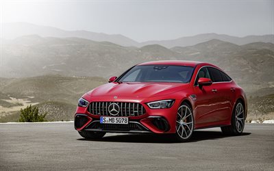 2023, Mercedes-AMG GT63 S E Performance 4-Door, 4k, exterior, front view, new red GT63 S, German cars, Mercedes