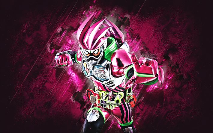 Ex-Aid, Kamen Rider, fond en pierre rose, Kamen Rider Ex-Aid, art grunge, personnages Kamen Rider, Ex-Aid Rider