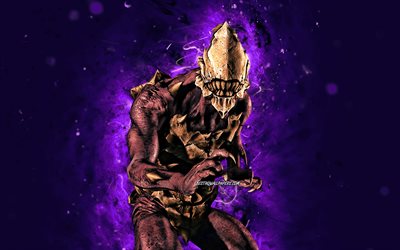 Oni, 4k, luzes de n&#233;on violeta, Mortal Kombat Mobile, jogos de luta, MK Mobile, criativo, Mortal Kombat, Oni Mortal Kombat