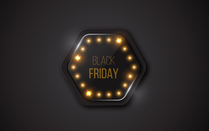Black Friday, svart bakgrund, 4k, Black Friday -bakgrund, retro Black Friday -element, 26 november 2021, Black Friday -koncept, Black Friday -konst