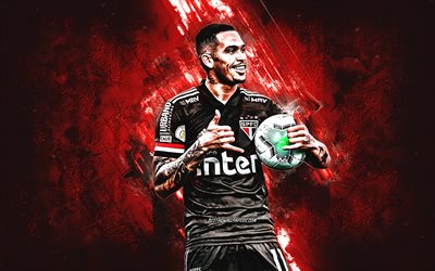 Luciano Neves, Sao Paulo FC, Brazilian Footballer, SPFC, Red Stone Background, Football, Serie A, Brazil