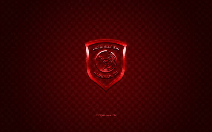 Al-Duhail SC, club de football du Qatar, QSL, logo rouge, fond en fibre de carbone rouge, Qatar Stars League, football, Duhail, Qatar, logo Al-Duhail SC
