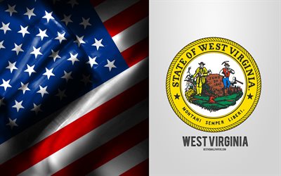 Sigillo della Virginia dell&#39;Ovest, bandiera degli Stati Uniti, emblema della Virginia dell&#39;Ovest, stemma della Virginia dell&#39;Ovest, distintivo della Virginia dell&#39;Ovest, bandiera americana, Virginia dell&#39;Ovest, Stati Uniti d&#39;Americ
