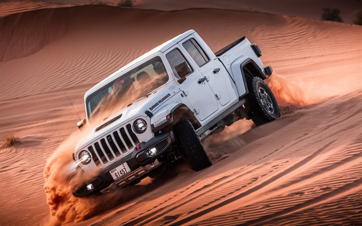 Jeep Gladiator Sand Runner, 4k, dunas de areia, 2022 carros, deserto, AE-spec, Jeep Gladiator JT, ajuste, 2022 Jeep Gladiator, carros americanos, Jeep