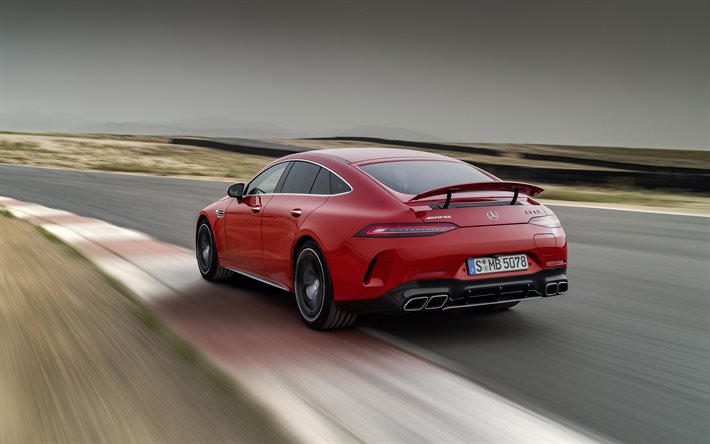 2023, Mercedes-Benz AMG GT63 S E Performance 4-Door, 4k, race track, rear view, exterior, new red GT63 S, German cars, Mercedes