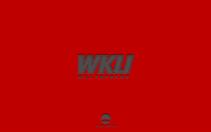 Western Kentucky Hilltoppers, kırmızı arka plan, Amerikan futbol takımı, Western Kentucky Hilltoppers amblemi, NCAA, Kentucky, ABD, Amerikan Futbolu, Western Kentucky Hilltoppers logosu