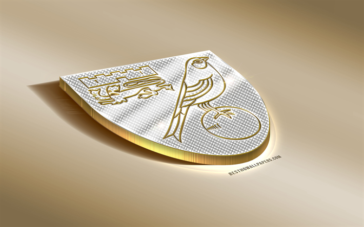 Norwich City FC, English football club, golden silver logo, Norwich, England, EFL Championship, 3d golden emblem, creative 3d art, football