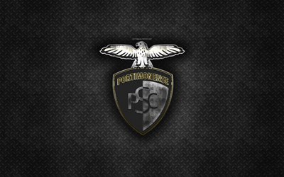 Portimonense SC, Portuguese football club, black metal texture, metal logo, emblem, Portimao, Portugal, Primeira Liga, Liga NOS, creative art, football