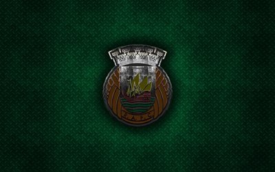 Rio Ave FC, Portuguese football club, green metal texture, metal logo, emblem, Vila do Conde, Portugal, Primeira Liga, Liga NOS, creative art, football