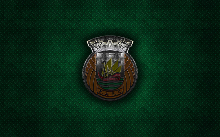O Rio Ave FC, Portuguesa futebol clube, verde textura do metal, logotipo do metal, emblema, Vila do Conde, Portugal, Primeira Liga, Liga-NOS, arte criativa, futebol
