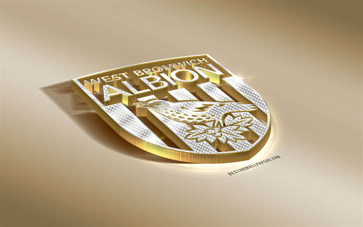 West Bromwich Albion FC, club de football anglais, dor&#233; argent&#233; logo, West Bromwich albion, l&#39;Angleterre, EFL Championnat, 3d embl&#232;me dor&#233;, cr&#233;atif, art 3d, football