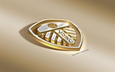 Leeds United FC, الإنجليزية لكرة القدم, الذهبي الفضي شعار, ليدز, إنجلترا, EFL البطولة, 3d golden شعار, الإبداعية الفن 3d, كرة القدم