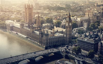 Big Ben, Palace of Westminster, London, England, Thames River, Landmark, UK