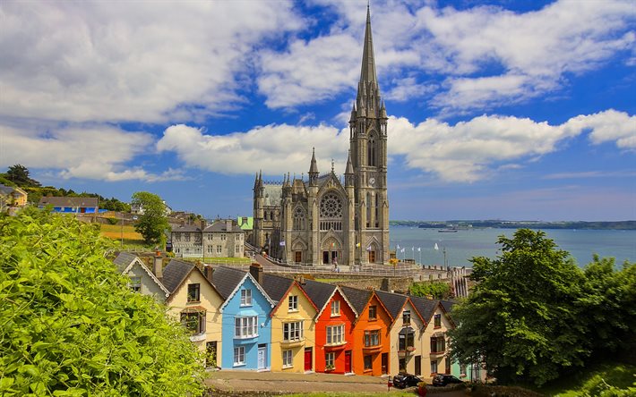 Cobh Cathedral, Cobh, Romersk-katolska katedralen, Queenstown Cathedral, Cathedral Church of St Colman, Cobh stadsbild, landm&#228;rke, Irland