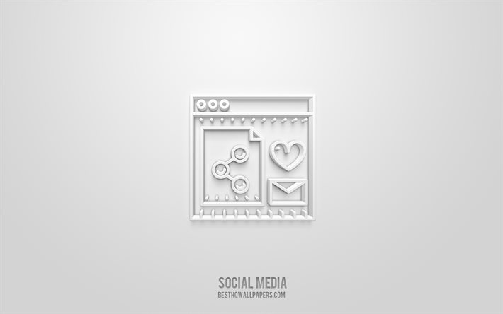 ソーシャルメディアの3Dアイコン, 白背景, 3Dシンボル, ソーシャルメディア, ネットワークアイコン, 3D图标, SNS, ネットワーク3Dアイコン