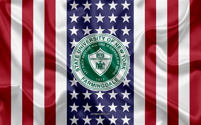 New Yorkin osavaltion yliopisto, Farmingdale-tunnus, Yhdysvaltain lippu, Farmingdale-logo, East Farmingdale, New York, Yhdysvallat, Farmingdale