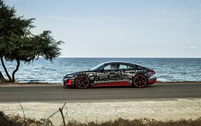 Prototipo Audi RS e-tron GT, 2021, vista laterale, coup&#233; sportiva elettrica, tuning Audi, auto sportive tedesche, Audi