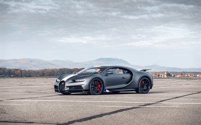 2021, Bugatti Chiron Sport, Les Legendes du Ciel, hypercar, auto di lusso, Chiron grigio opaco, bandiera della Francia, supercar, Bugatti