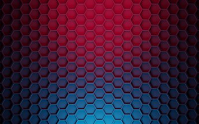 hexagones texture 3d, texture de polygones, fond m&#233;tallique hexagones, fond hexagones bleu violet, fond hexagones cr&#233;atifs, texture hexagones, fond de polygones