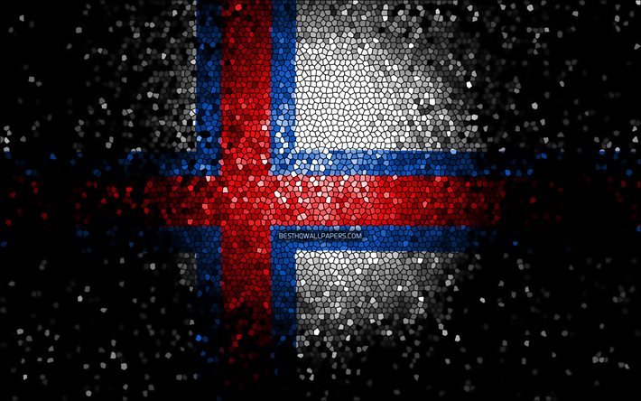 Faroe Adaları bayrağı, mozaik sanatı, Avrupa &#252;lkeleri, Faroe Adaları Bayrağı, ulusal semboller, sanat eseri, Avrupa, Faroe Adaları