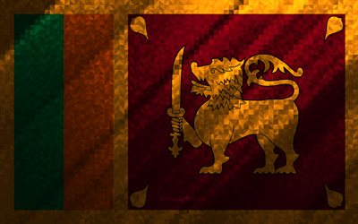 Flag of Sri Lanka, multicolored abstraction, Sri Lanka mosaic flag, Sri Lanka, mosaic art, Sri Lanka flag