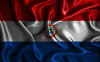 Paraguayan flag, 4k, silk wavy flags, South American countries, national symbols, Flag of Paraguay, fabric flags, Paraguay flag, 3D art, Paraguay, South America, Paraguay 3D flag