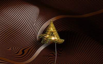 Logo 3D Afrojack, 4K, DJ néerlandais, ballons réalistes dorés, logo Afrojack, Nick van de Wall, arrière-plans ondulés bruns, Afrojack
