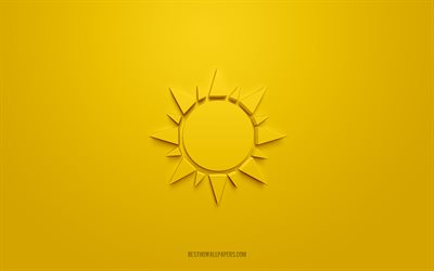 Sun 3d icon, yellow background, 3d symbols, Sun, Weather icons, 3d icons, Sun sign, Weather 3d icons