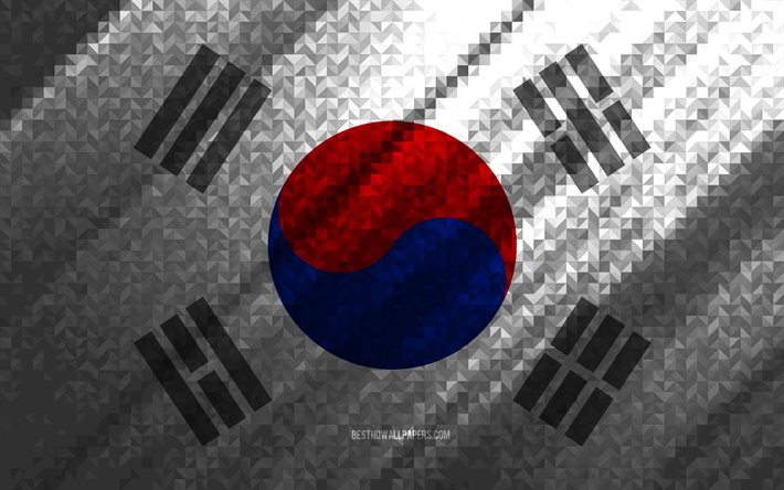 Sydkoreas flagga, m&#229;ngf&#228;rgad abstraktion, Sydkoreas mosaikflagga, Sydkorea, mosaikkonst