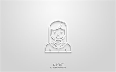 Support 3d icon, white background, 3d symbols, Support, Service icons, 3d icons, Support sign, Service 3d icons