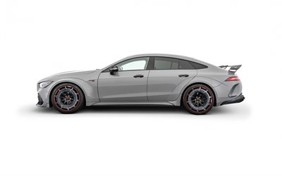 Mercedes-AMG GT 63 S, 2021, Brabus Rocket 900 One of Ten, side view, exterior, tuning GT 63 S, gray sports sedan, german cars, Mercedes