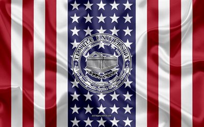 Temple University Ambler Emblem, American Flag, Temple University Ambler logo, Ambler, Pennsylvania, USA, Temple University Ambler