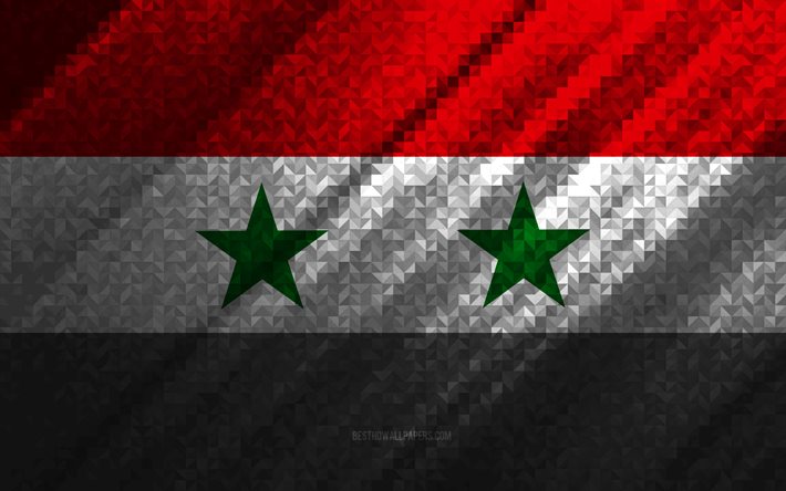 Flag of Syria, multicolored abstraction, Syria mosaic flag, Syria, mosaic art, Syria flag
