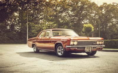 Chevrolet Impala, 1966, retro cars, red Impala