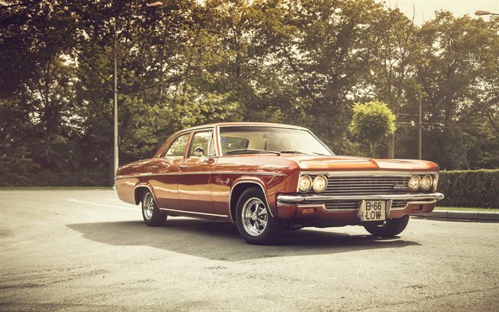 chevrolet impala, 1966, retro cars, rot impala