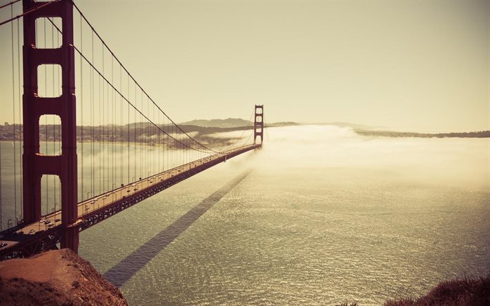 san francisco, el golden gate, el puente, estados UNIDOS, la puesta de sol