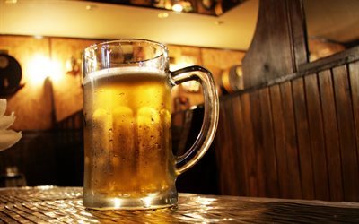 beer, bar, glass of beer