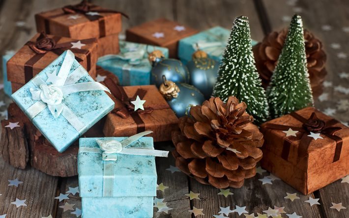 Capodanno, Natale, cono, albero, decorazioni di Natale, 2017