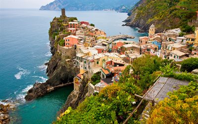 Liguria, sonbahar, sahil, deniz, Cinque Terre, İtalya