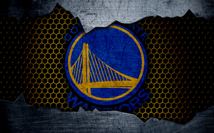 Golden State Warriors, 4k, logo, NBA, basketbol, Batı Konferansı, ABD, grunge, metal doku, Kuzeybatı B&#246;l&#252;m&#252;
