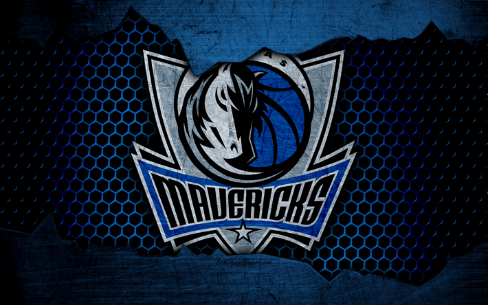 Dallas Mavericks, 4k, logo, NBA, basket-ball, la Conf&#233;rence de l&#39;Ouest, etats-unis, le grunge, le m&#233;tal de la texture, de la Division nord-ouest