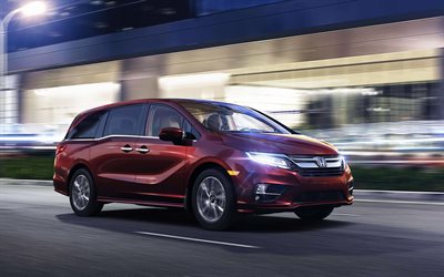 Honda Odyssey, 2018, 4k, carrinha, nova Odiss&#233;ia, carros novos, fam&#237;lia carros, Carros japoneses, Honda