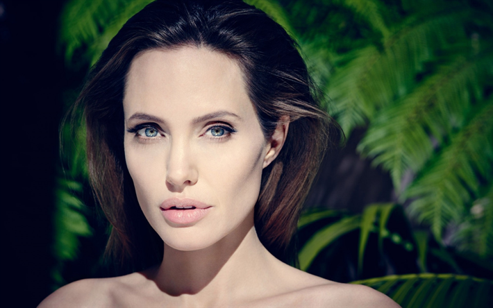 Angelina Jolie, actriz estadounidense, retrato, maquillaje, mujer bella