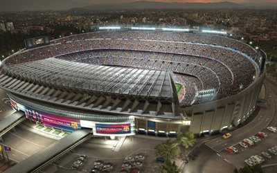 PES 2018, Camp Nou, football stadium, Catalonia, Spain, Pro Evolution Soccer, 2018, football simulator, Barcelona