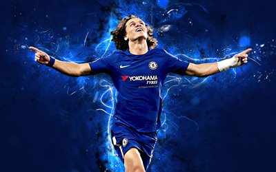 David Luiz, gol, Brezilyalı futbolcular, soyut sanat, Chelsea FC, futbol, Luiz, İspanya Ligi, neon ışıkları