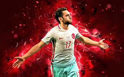 Hakan Calhanoglu, goal, Turkey National Team, blue uniform, Calhanoglu, soccer, footballers, abstract art, neon lights, Turkish football team