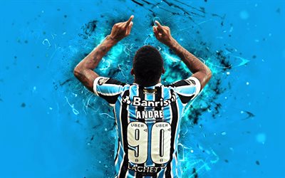 Andre, abstract art, brazilian footballers, Gremio FC, soccer, Andre Felipe Ribeiro de Souza, Brazilian Serie A, football, neon lights, Brazil